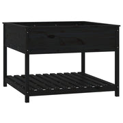 VIDAXL -Pflanzer mit Regal 111.5x111.5x81 cm Festkiefer Pine Pine Schwarz - afbeelding 2