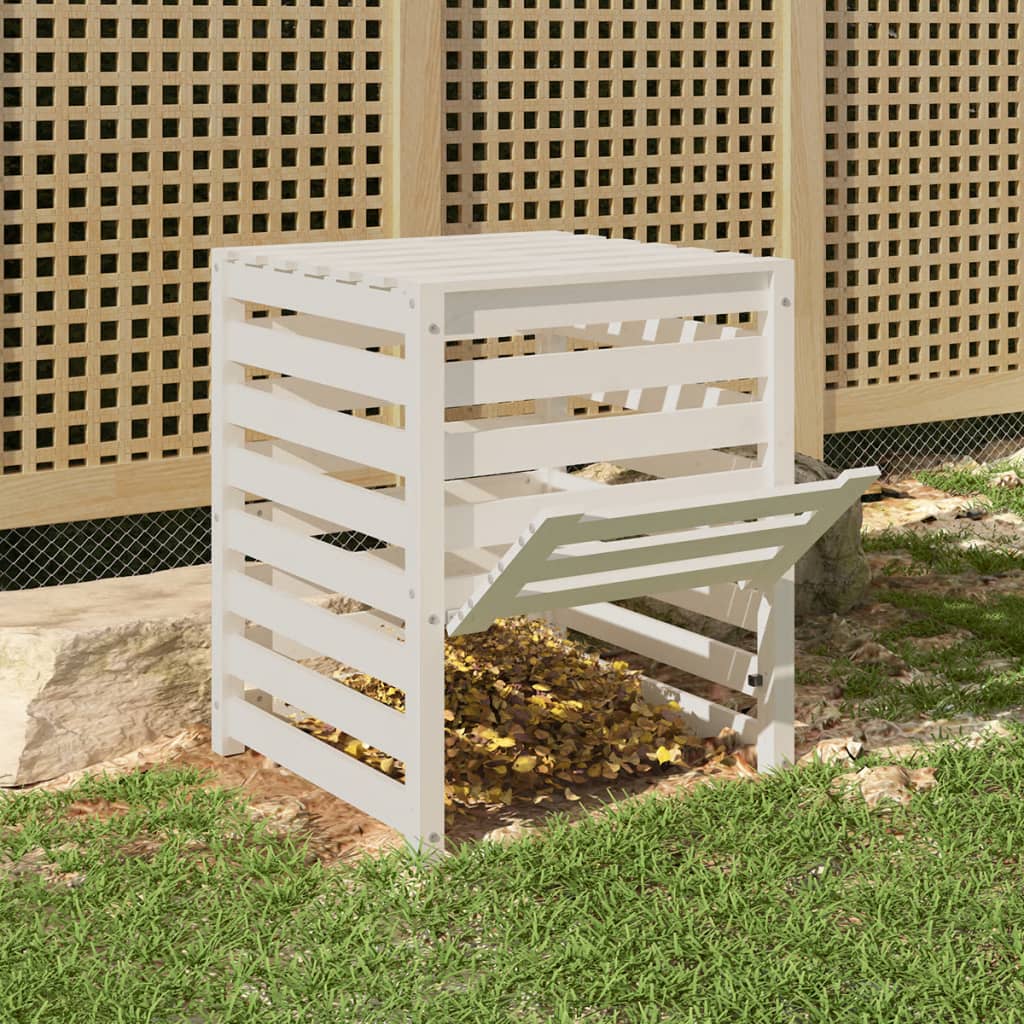 VIDAXL -Kompostbehälter 63.5x63.5x77,5 cm Festkiefer weiß