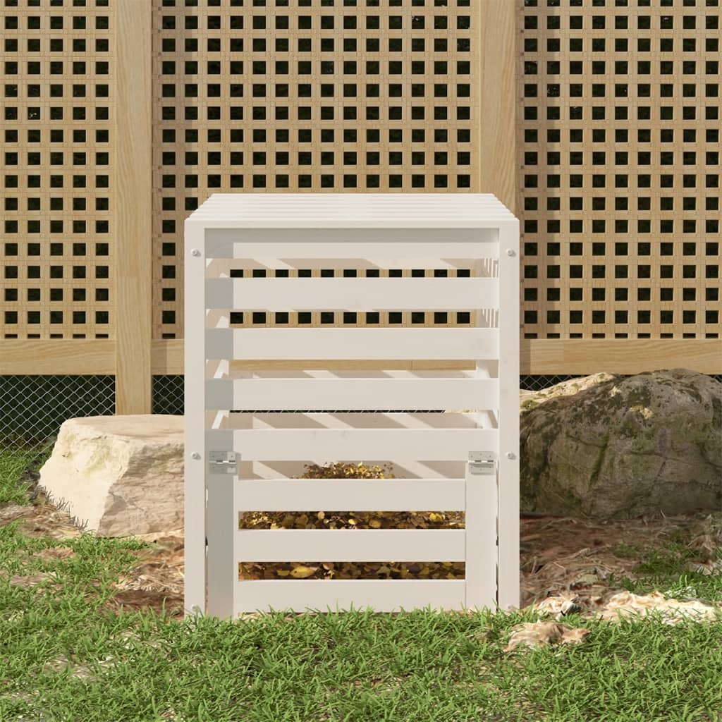 VIDAXL -Kompostbehälter 63.5x63.5x77,5 cm Festkiefer weiß