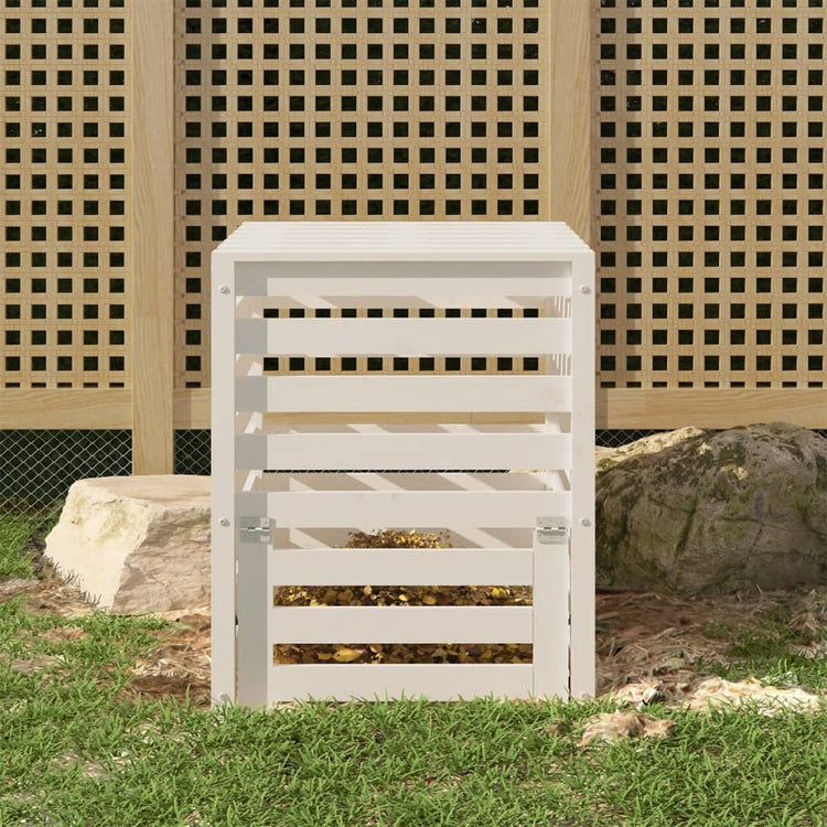 VIDAXL -Kompostbehälter 63.5x63.5x77,5 cm Festkiefer weiß
