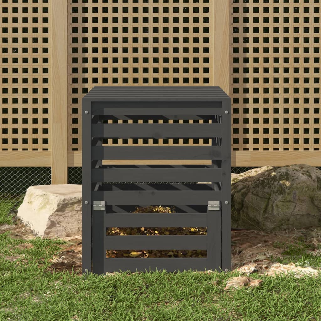 VIDAXL -Kompostbehälter 63.5x63.5x77,5 cm Festkiefergrau grau grau