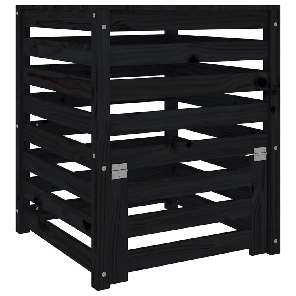 VIDAXL -Kompostbehälter 63.5x63.5x77,5 cm Festkiefer Holz schwarz