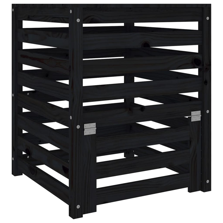 VIDAXL -Kompostbehälter 63.5x63.5x77,5 cm Festkiefer Holz schwarz