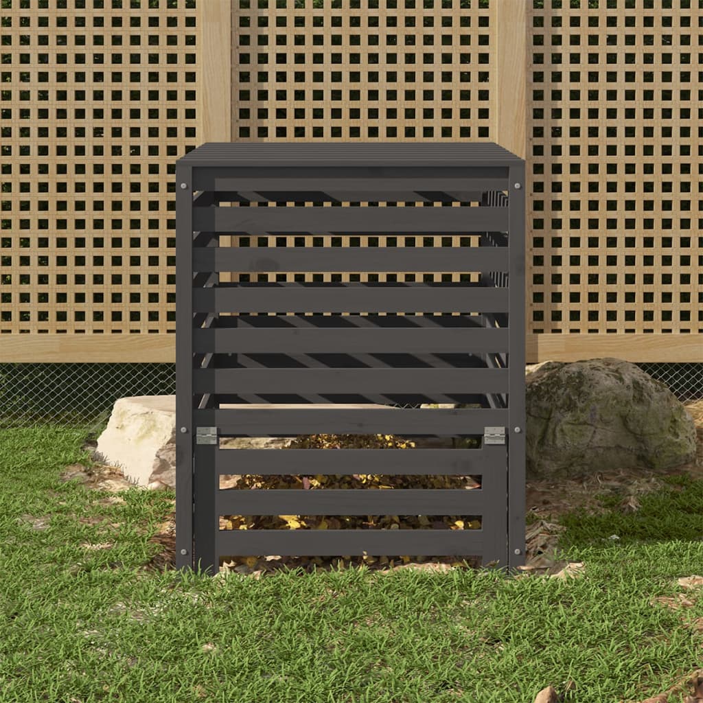 Vidaxl -Kompostbehälter 82.5x82.5x99,5 cm Festkiefergrau