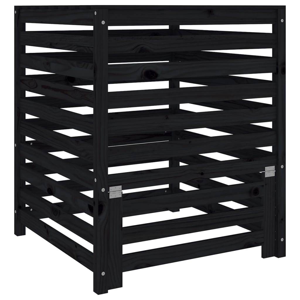 VIDAXL -Kompostbehälter 82.5x82.5x99,5 cm Festkiefer Holz schwarz