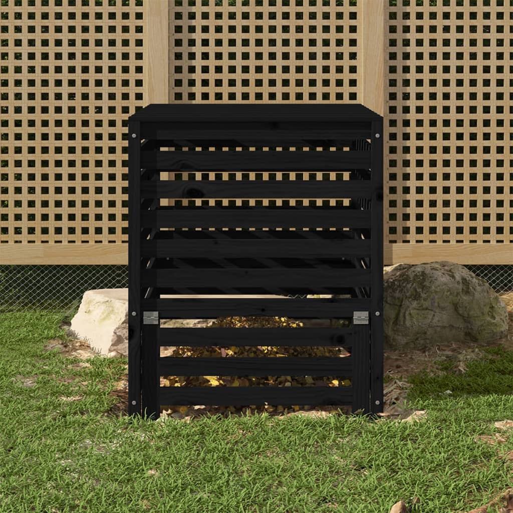 VIDAXL -Kompostbehälter 82.5x82.5x99,5 cm Festkiefer Holz schwarz