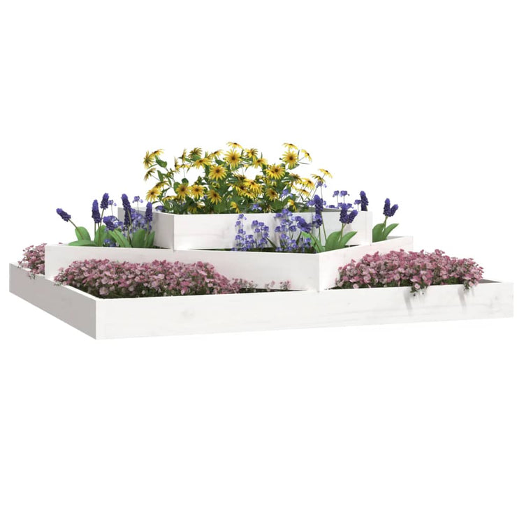Vidaxx Pflanzgefäß 112x112x27 cm massives Kiefernholz weiß