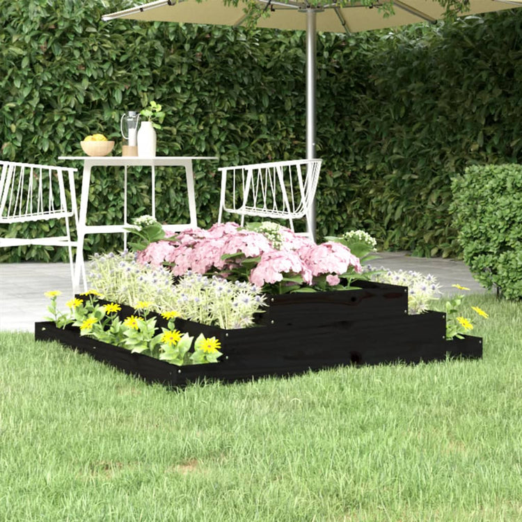 Vidaxl -Pflanzer Big 110x110x27 cm Festkiefer schwarz