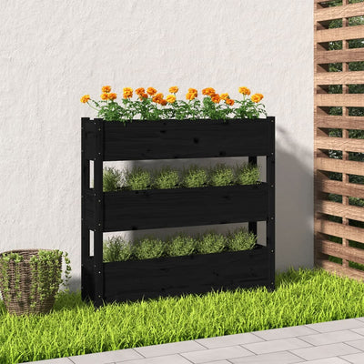 VIDAXL -Planungsbox 112x25x104.5 cm Festkiefer schwarz
