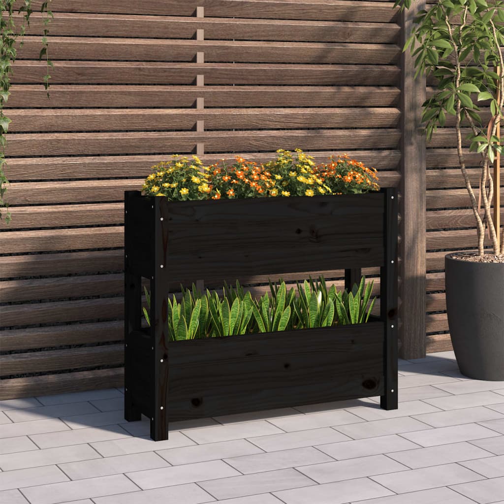 VIDAXL -Planungsbox 77x25x66 cm Festkiefer schwarz