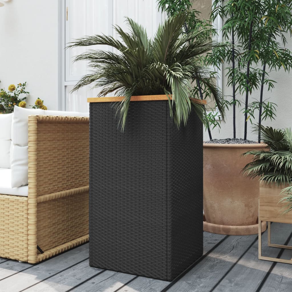 Vidaxx Pflanzgefäß 40x40x80 cm Polyrattan schwarz