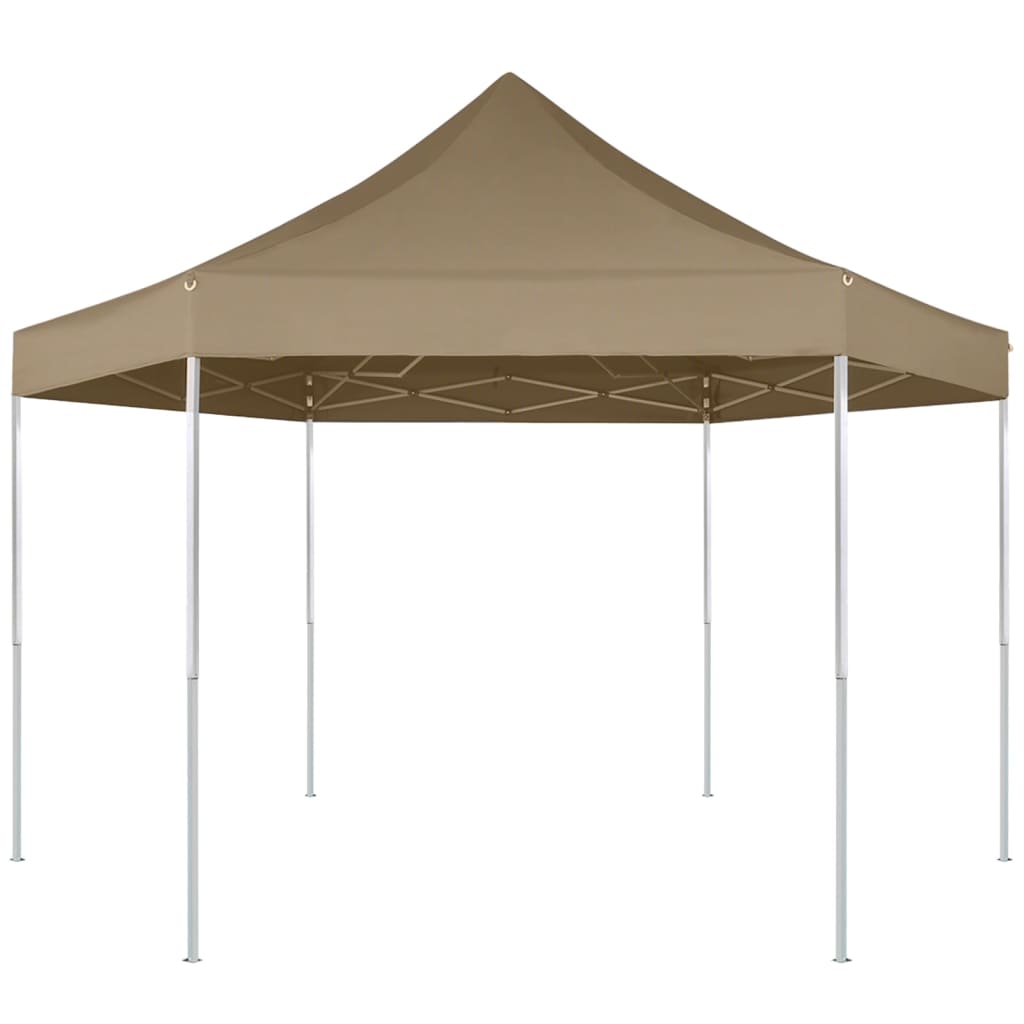 Vidaxl Partytent faltbarem hexagonal 3,6x3,1 M Taupe 220 g m²