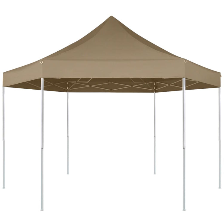 Vidaxl Partytent faltbarem hexagonal 3,6x3,1 M Taupe 220 g m²