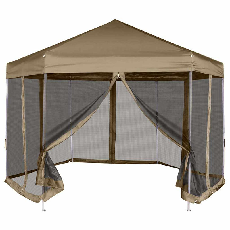 VIDAXL -Partyzelt mit Mauern Sechseckiger 3,6x3,1 M Taupe 220 g m²