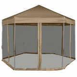 VIDAXL -Partyzelt mit Mauern Sechseckiger 3,6x3,1 M Taupe 220 g m² - afbeelding 2