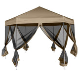 VIDAXL -Partyzelt mit Mauern Sechseckiger 3,6x3,1 M Taupe 220 g m² - afbeelding 3
