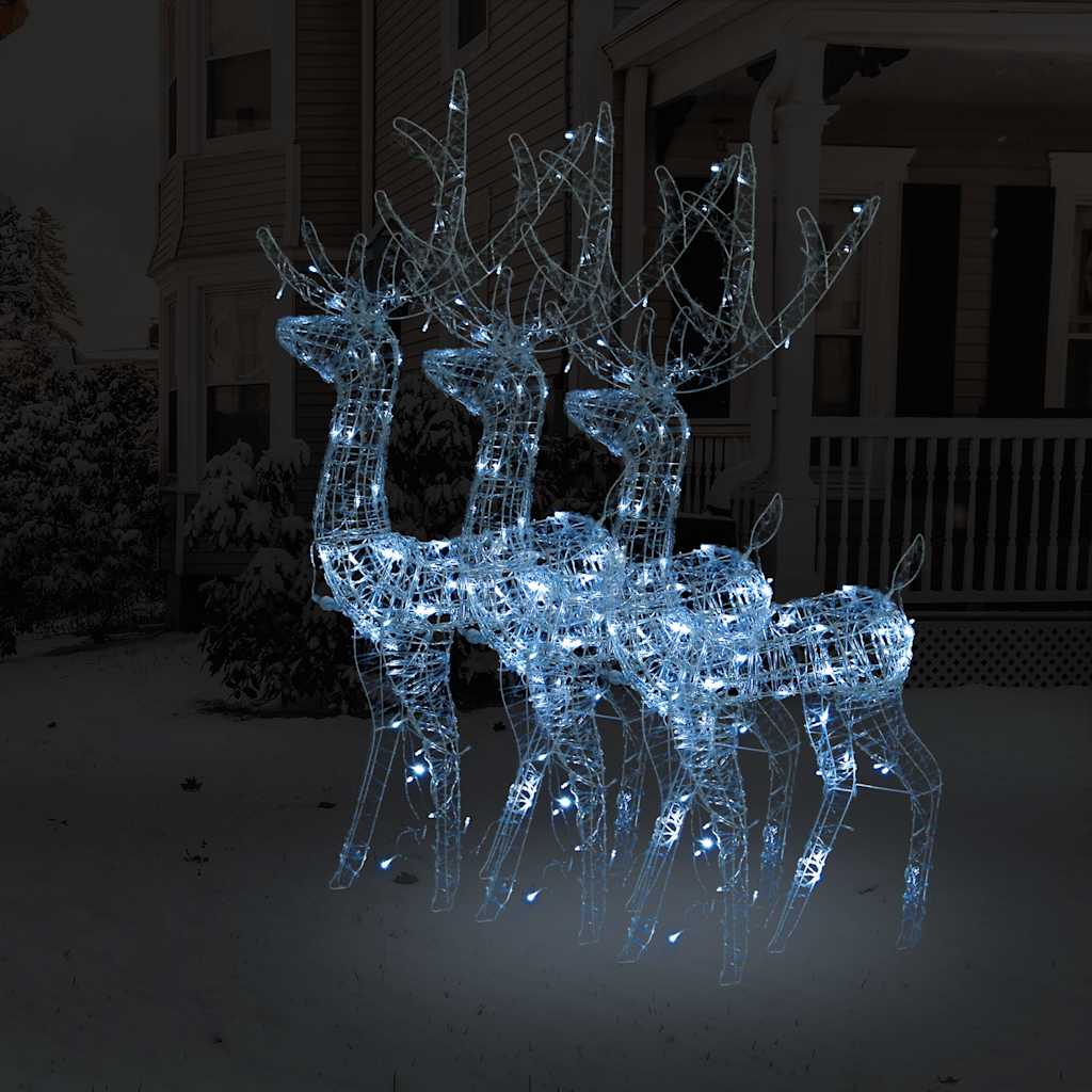 Vidaxl Weihnachtsdekorationen Rentier 3 PCs 120 cm Acrylkalt weiß