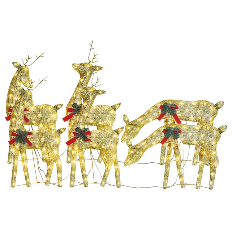 Vidaxl Weihnachtstiere 6 St. warmes weißes Netz goldfarben