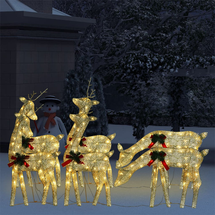 Vidaxl Weihnachtstiere 6 St. warmes weißes Netz goldfarben
