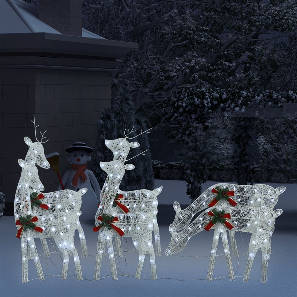 Vidaxl Weihnachten Tiere 6 St. warmes weißes Netz weiß