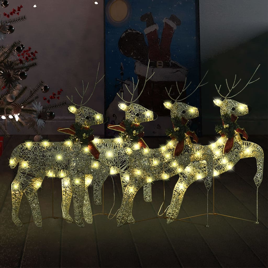 Vidaxl Weihnachten Tiere 4 St 80 LEDs Gold gefärbt
