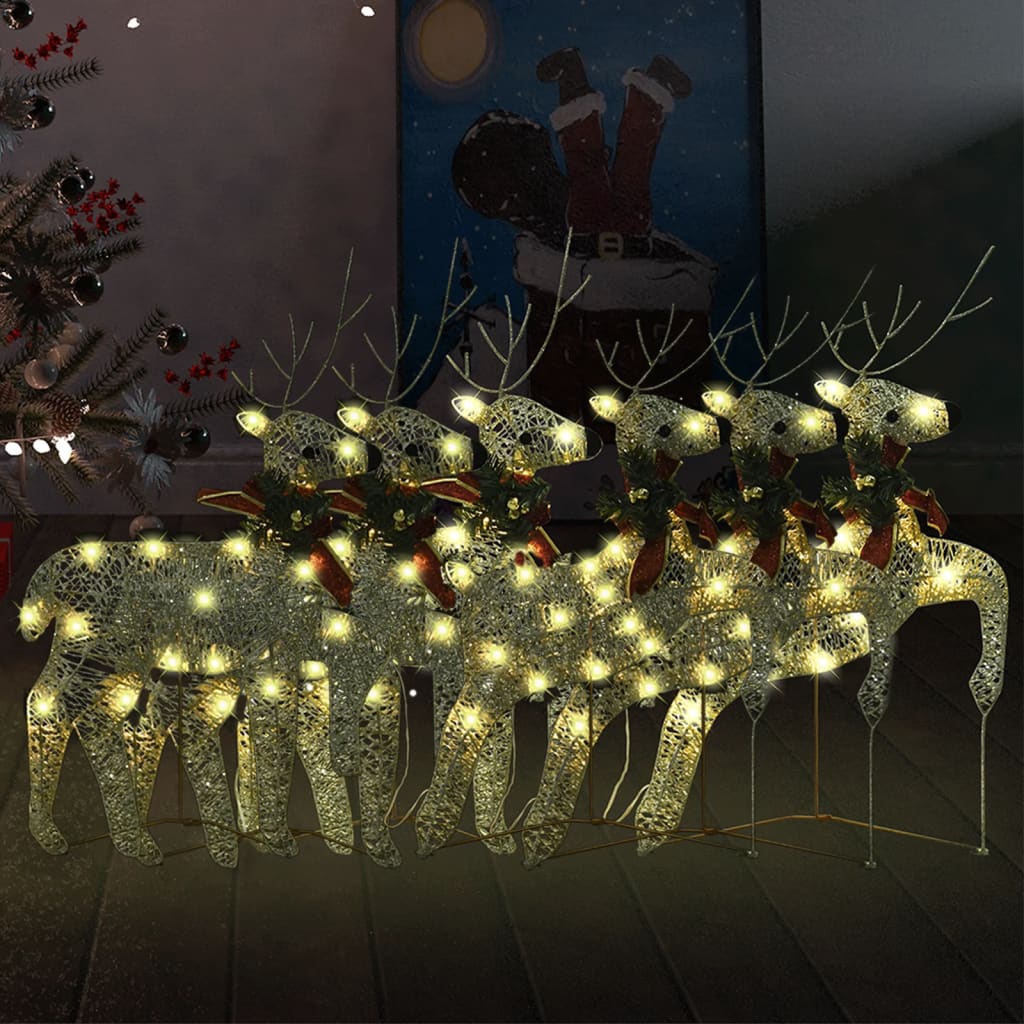 Vidaxl Weihnachten Tiere 6 ST 120 LEDs Gold gefärbt