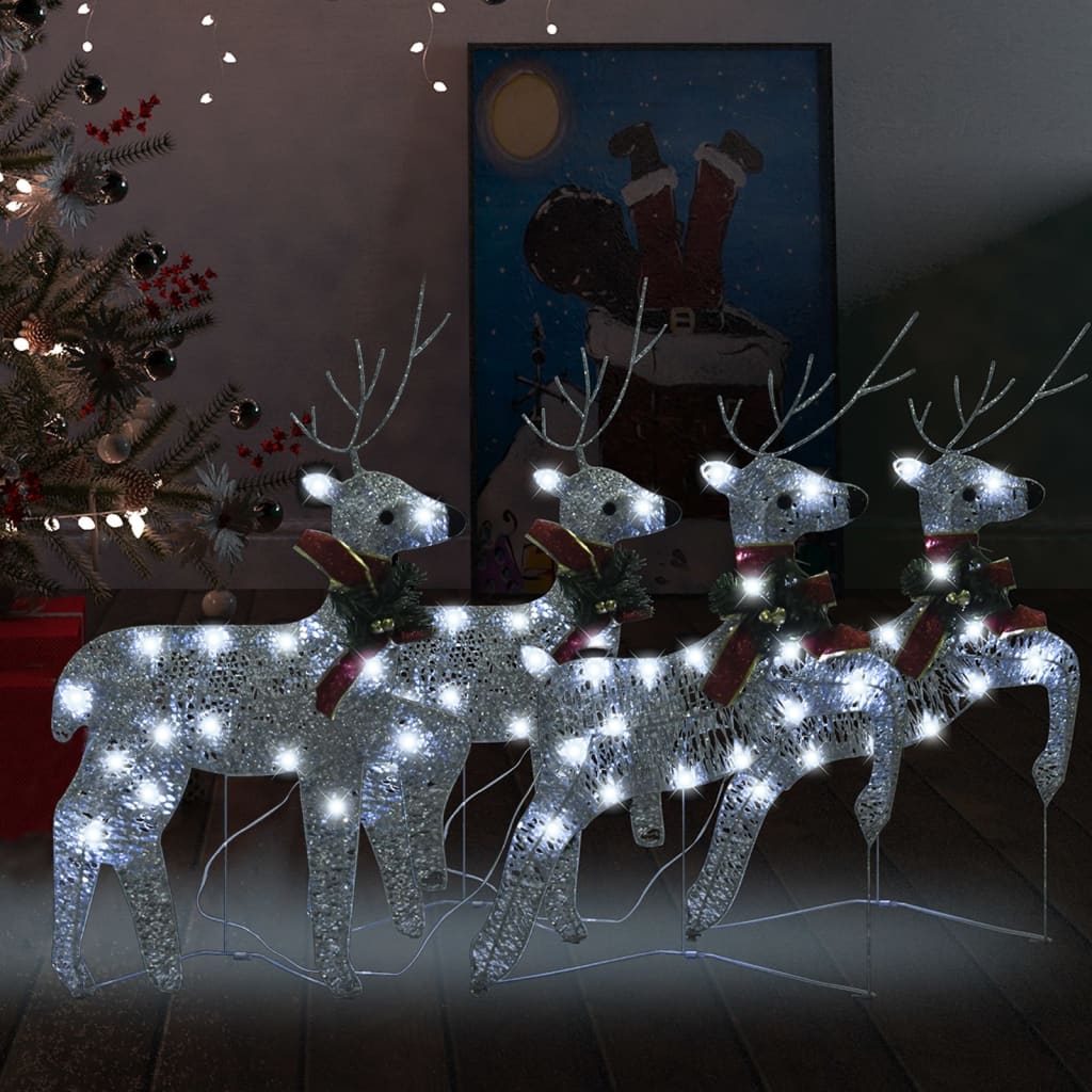 Vidaxl Weihnachten Tiere 4 St 80 LEDs Silberfarbe