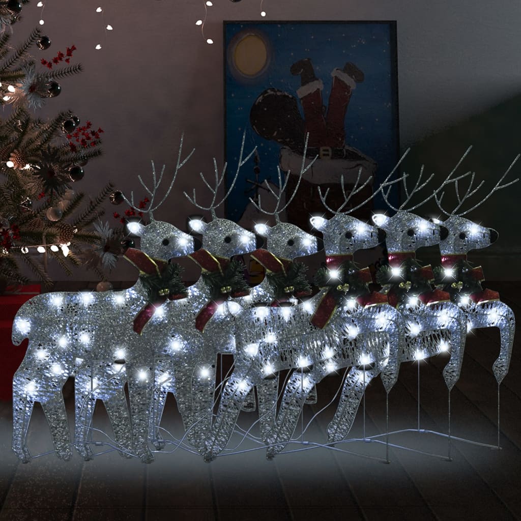 Vidaxl Weihnachten Tiere 6 St 120 LEDs Silber