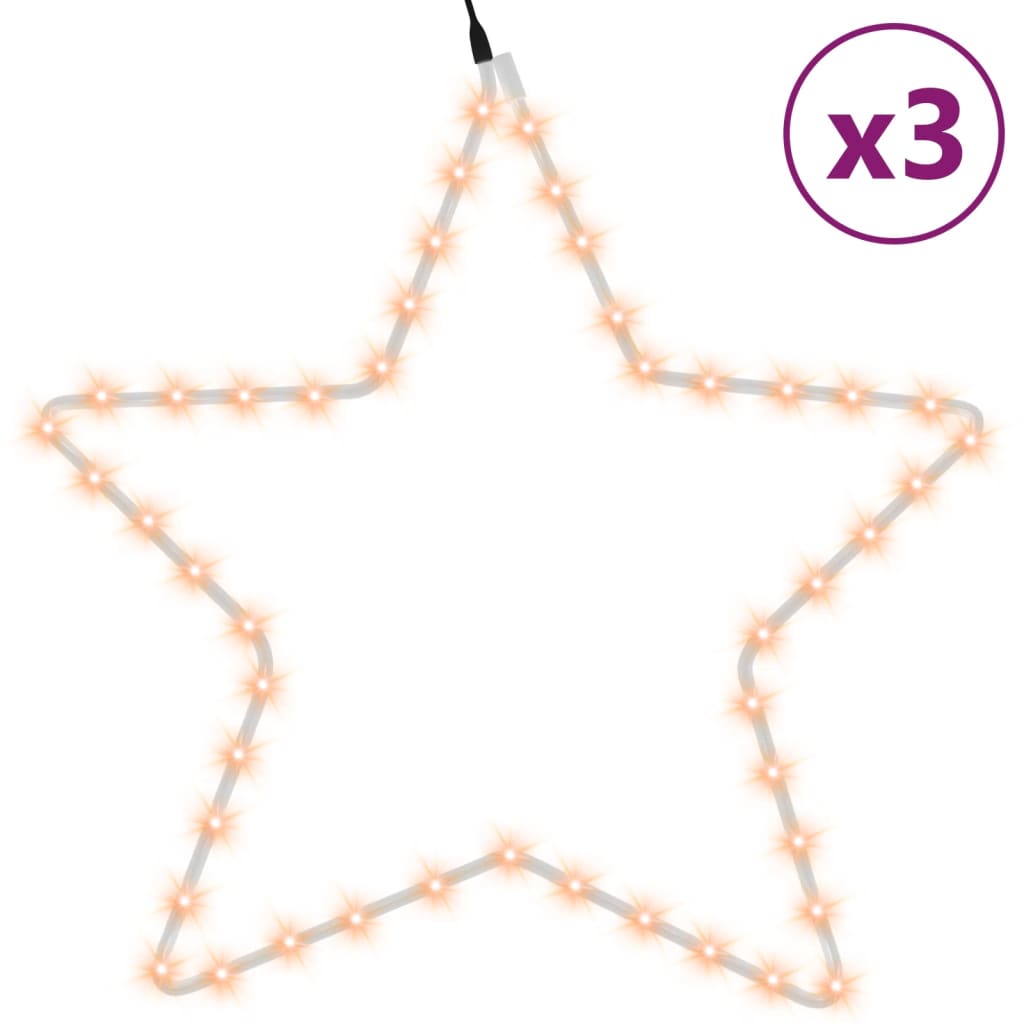 Vidaxl Christmas Figuren Sterne mit 48 LEDs 3 St 56 cm warmes Weiß