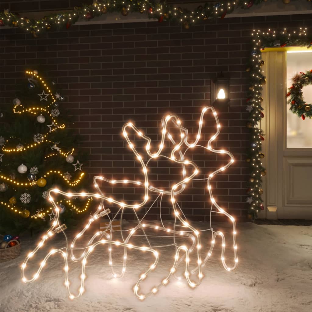 Vidaxl Weihnachten Figur Rentier mit LEDs 2 ST 57x55x4,5 cm warmes Weiß