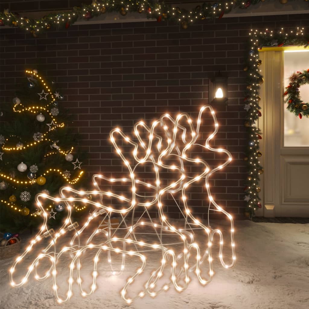 Vidaxl Weihnachten Figur Rentier mit LEDs 3 ST 57x55x4,5 cm warmes Weiß