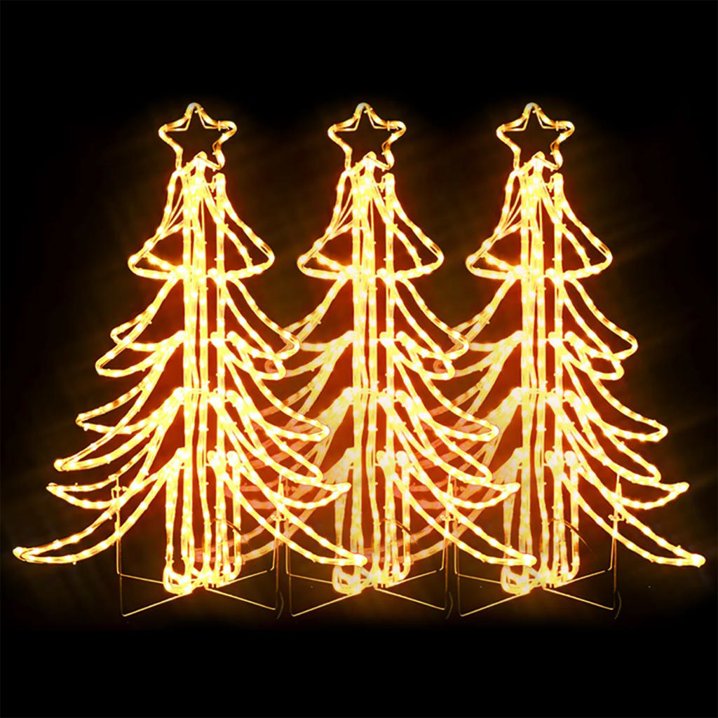 Vidaxl Weihnachten Figurenausleger 3 -PCs mit LEDs 87x87x93 cm warmes Weiß gefaltet