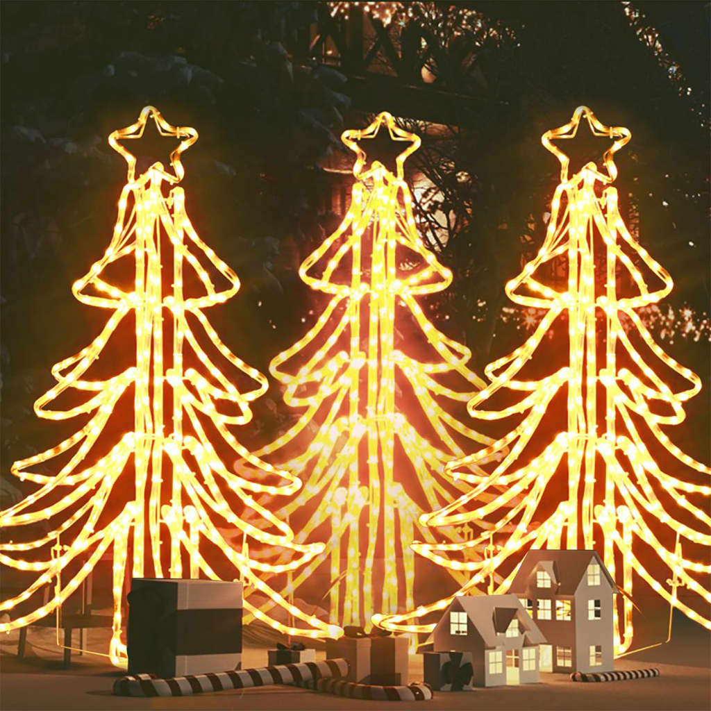 Vidaxl Weihnachten Figurenausleger 3 -PCs mit LEDs 87x87x93 cm warmes Weiß gefaltet