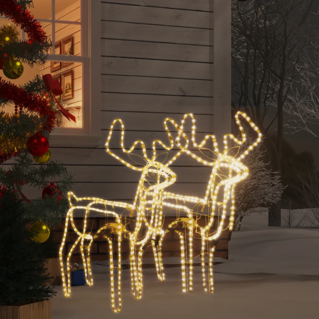 Vidaxl Weihnachten Figur Rentier mit bewegender Kopf 2 St warmes Weiß