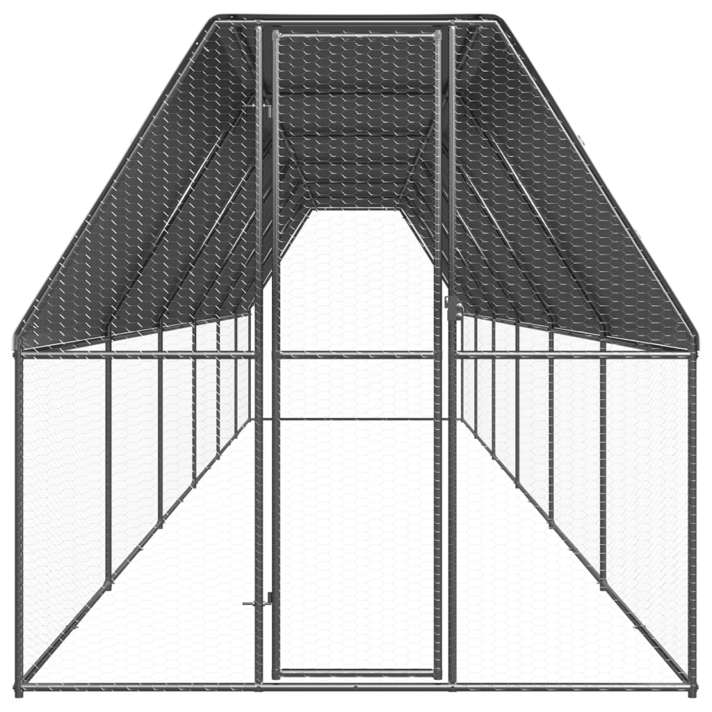 Vidaxl Buitenhok für Hühner 2x12x2 M verzinkte Stahl