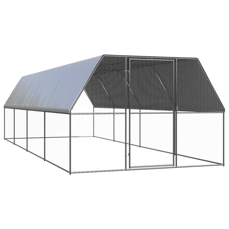 Vidaxl Buitenhok für Hühner 3x8x2 M verzinkte Stahl
