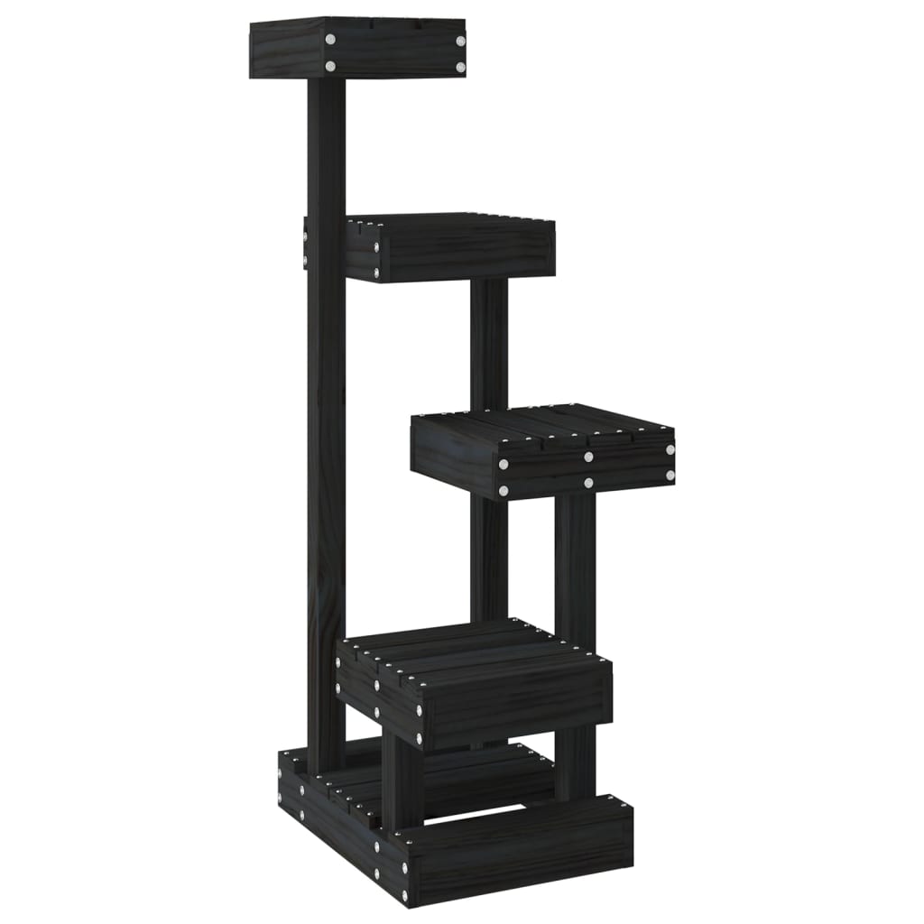 Vidaxl -Katzenmöbel 45.5x49 x 103 cm Festkiefer Holz schwarz