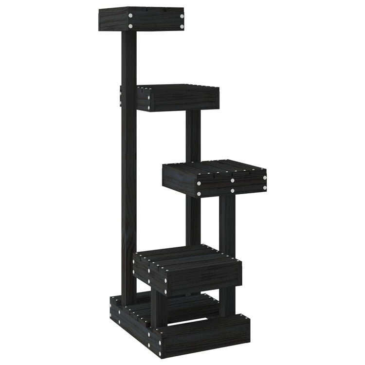 Vidaxl -Katzenmöbel 45.5x49 x 103 cm Festkiefer Holz schwarz