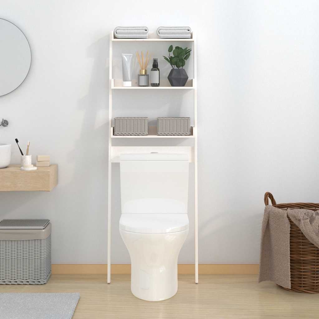 Vidaxl Toilettenregal 63,5x32x179 cm Festkiefer weiß weiß