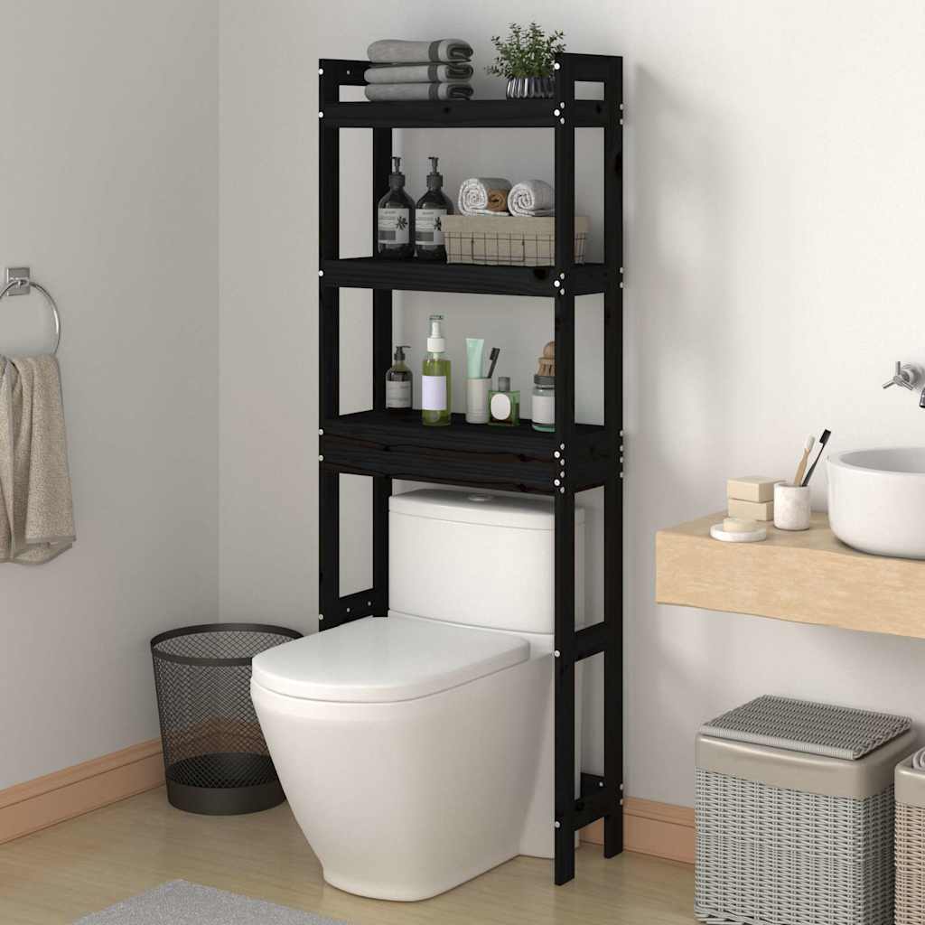 Vidaxl Toilettenregal 63x26x171 cm Festkiefer Kiefer schwarz