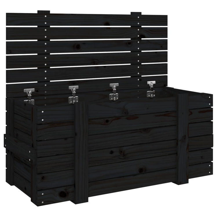 Vidaxl Storage Box 91x40.5x42 cm Festkiefer Holz schwarz