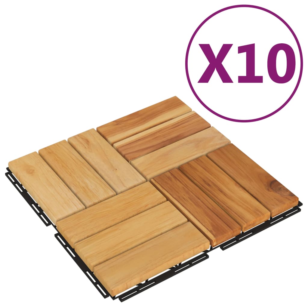 VIDAXL -Terrassenfliesen 10 Stcs 30 x 30 cm Festes Teakholzholz