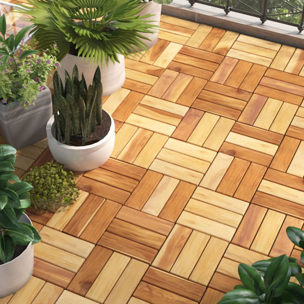 VIDAXL -Terrassenfliesen 10 Stcs 30 x 30 cm Festes Teakholzholz