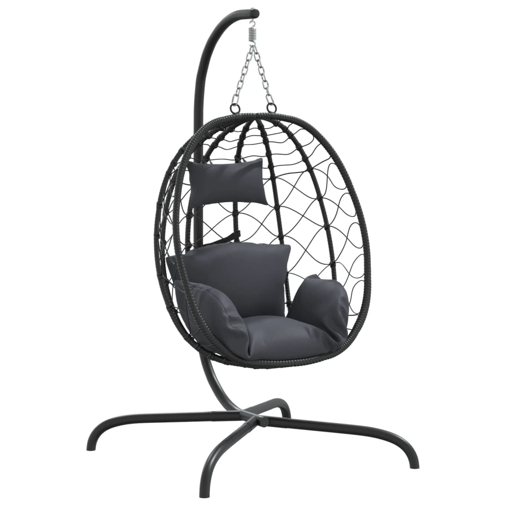 Vidaxl Hanging Stuhl mit Kissen Poly Rattan und Stahl Anthrazit -gelöscht