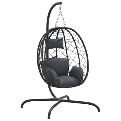Vidaxl Hanging Stuhl mit Kissen Poly Rattan und Stahl Anthrazit -gelöscht