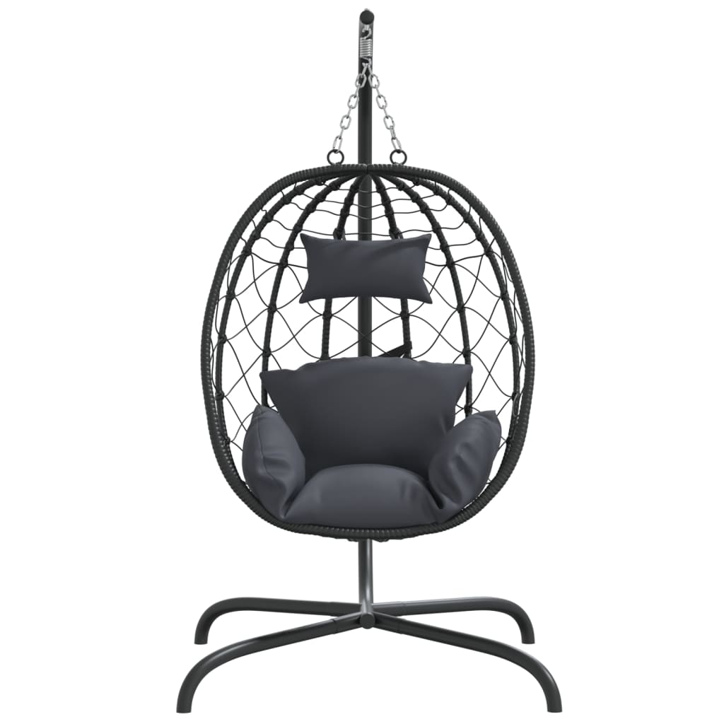 Vidaxl Hanging Stuhl mit Kissen Poly Rattan und Stahl Anthrazit -gelöscht