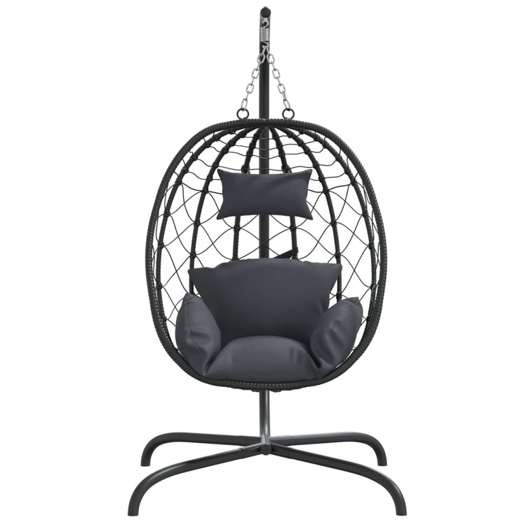 Vidaxl Hanging Stuhl mit Kissen Poly Rattan und Stahl Anthrazit -gelöscht