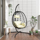 Vidaxl Hanging Stuhl mit Kissen Poly Rattan und Stahlcreme weiß