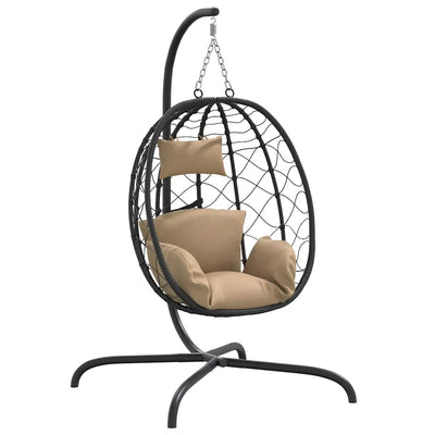 Vidaxl Hanging Stuhl mit Kissen Poly Rattan und Stahltaupe