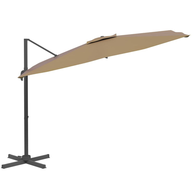 Vidaxl -schwimmendes Parasol mit Aluminiumpol 400x300 cm Taupe
